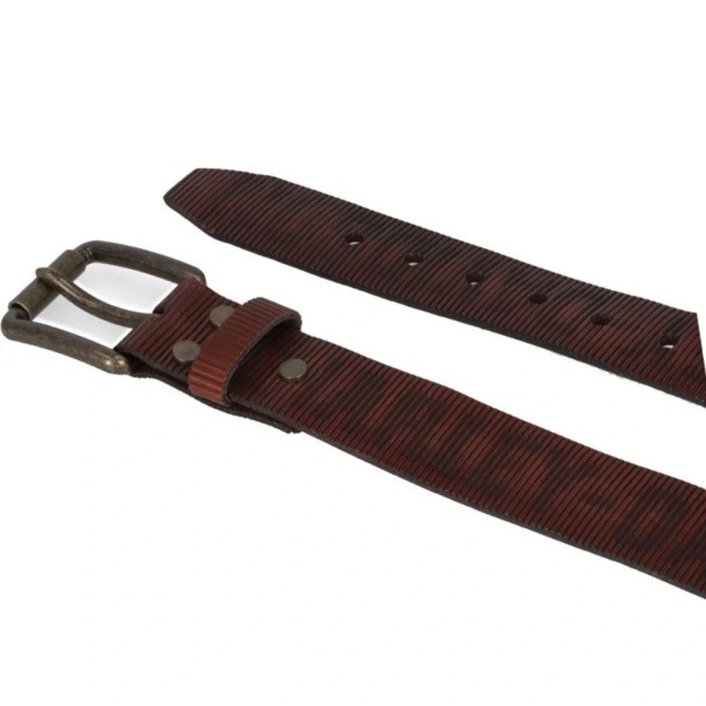 New $80 Harley Davidson Men's Laser Logo Brown Leather Interchangeable Buckle 38